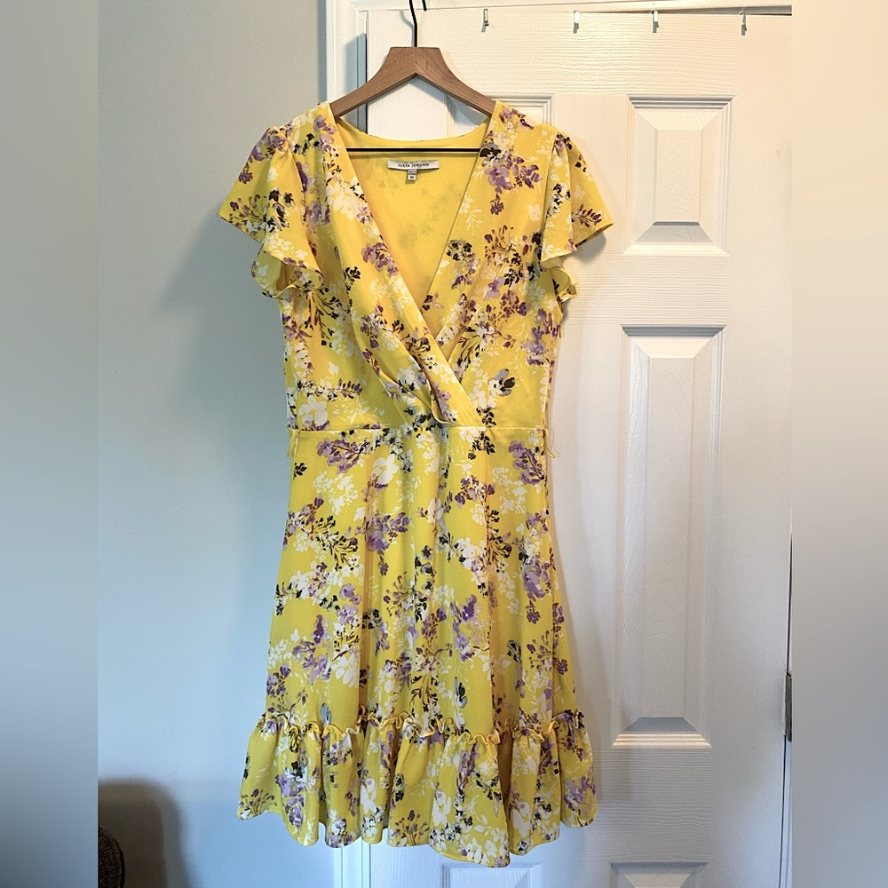 Sunshine Yellow Dress with Purple Floral Detailing | 10 | Julia Jordan